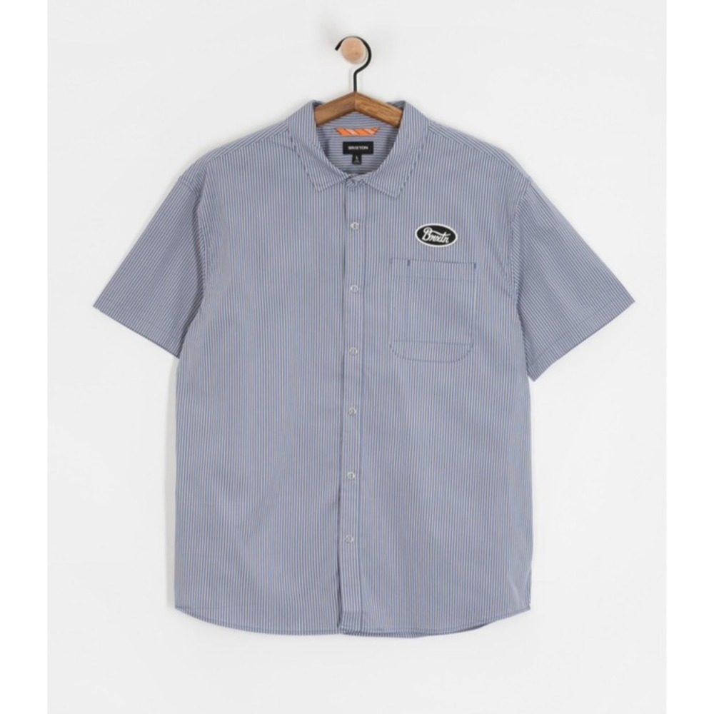 Brixton Builders Mechanics Shirt Mens Striped Snap Button Blue White XXL NEW